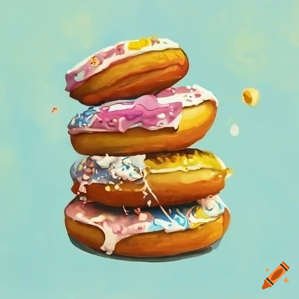 Stack of donuts in vincent van gogh style on craiyon