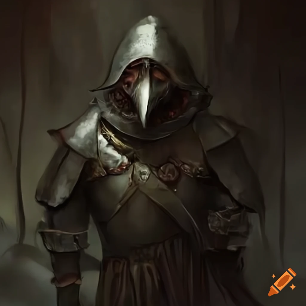 haunting AI artwork of a Plague Doctor knight