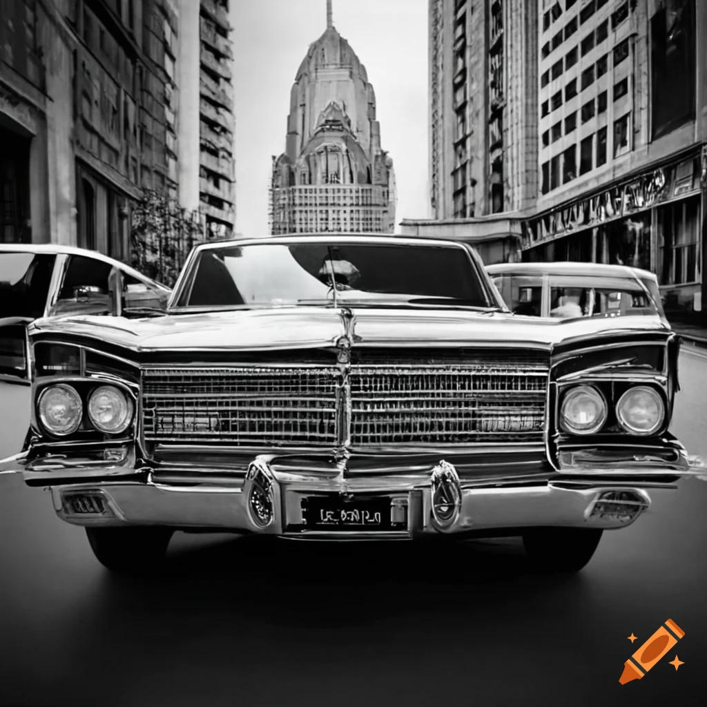 black Chrysler Crown Imperial in front of Chrysler Building