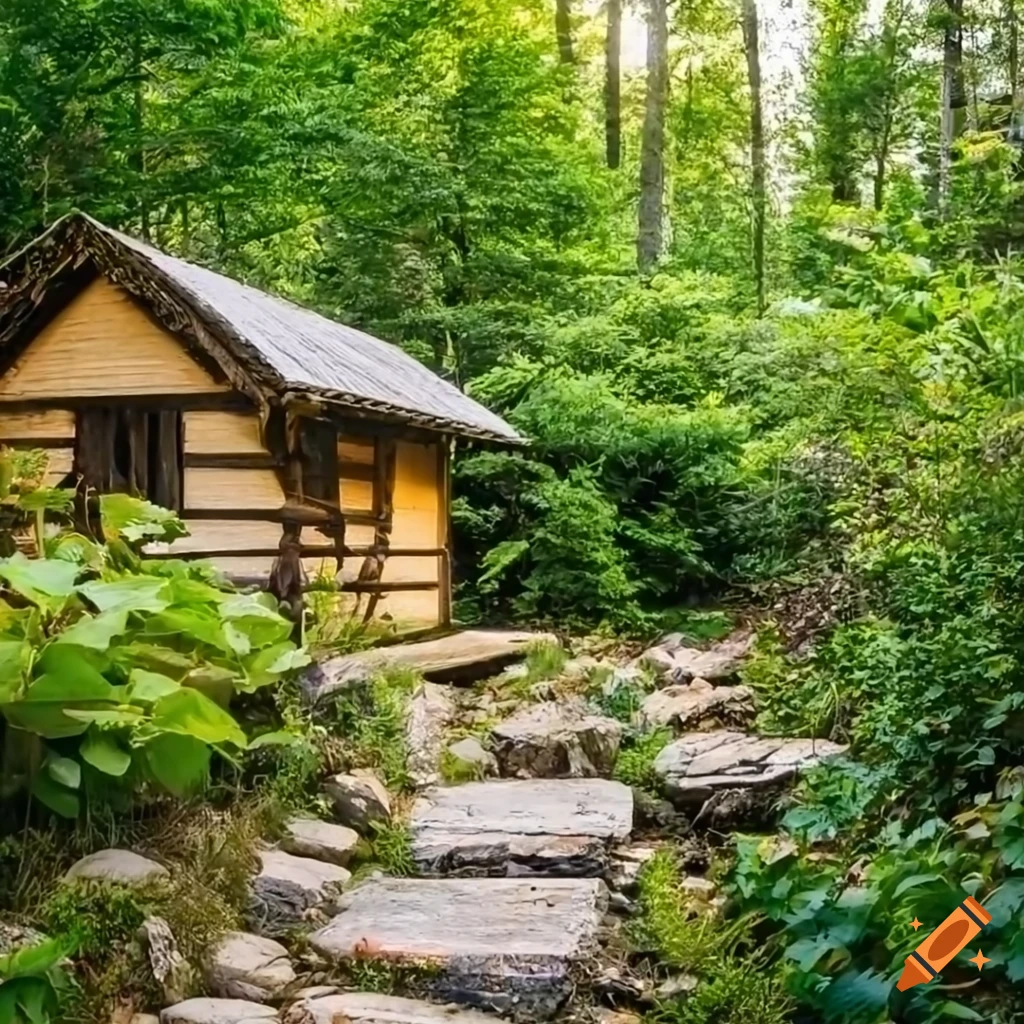 Professional photography of a cozy wooden house surrounded by ...