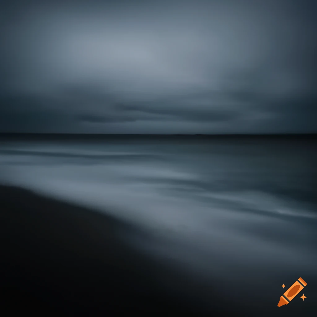 minimalistic photo of a beach with cloudy sky