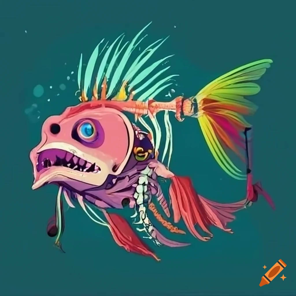Artwork of a magic lionfish-inspired pokemon on Craiyon
