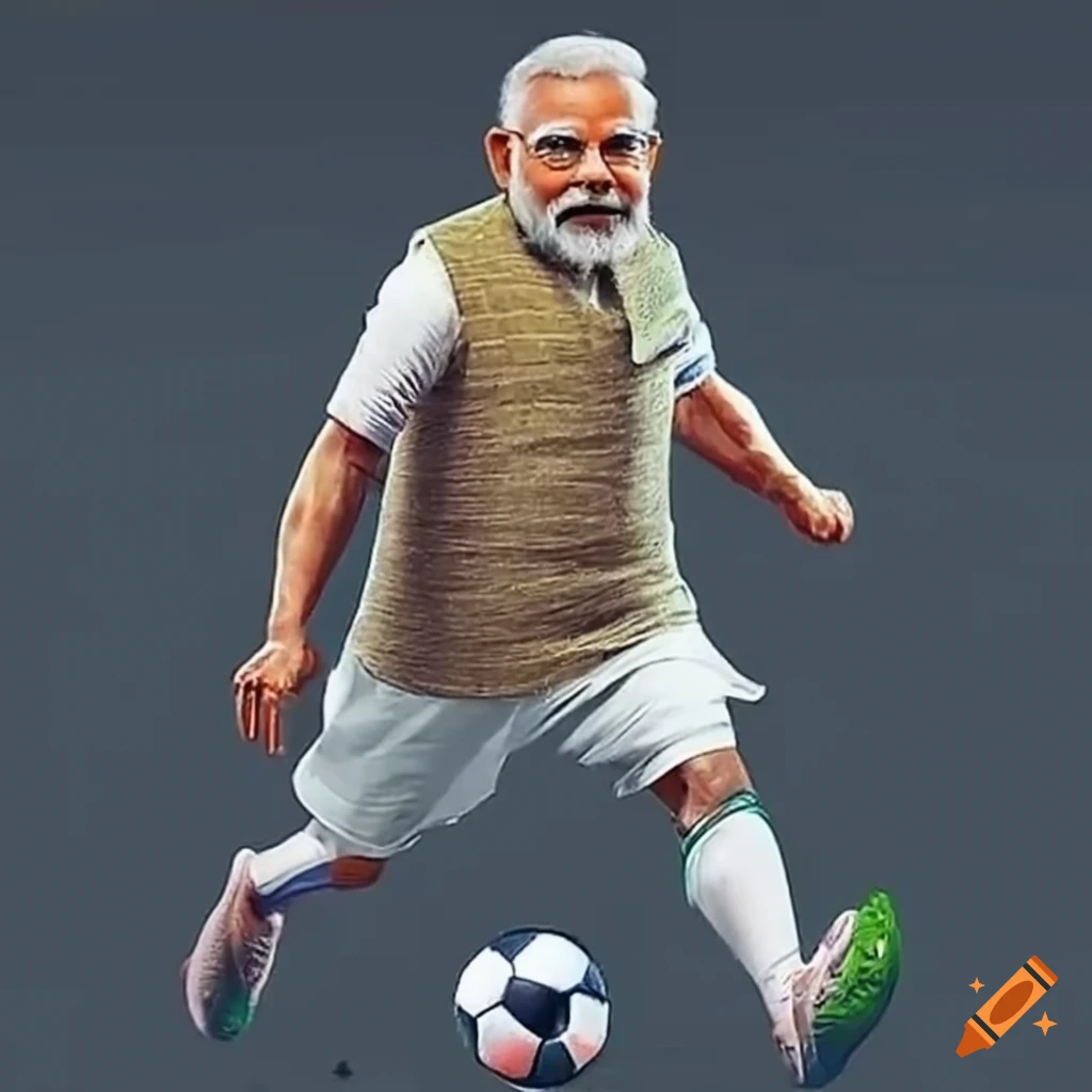 narendra-modi-playing-football-on-craiyon