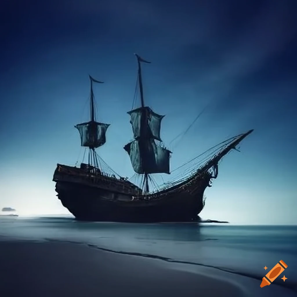 galleon shipwreck on the beach