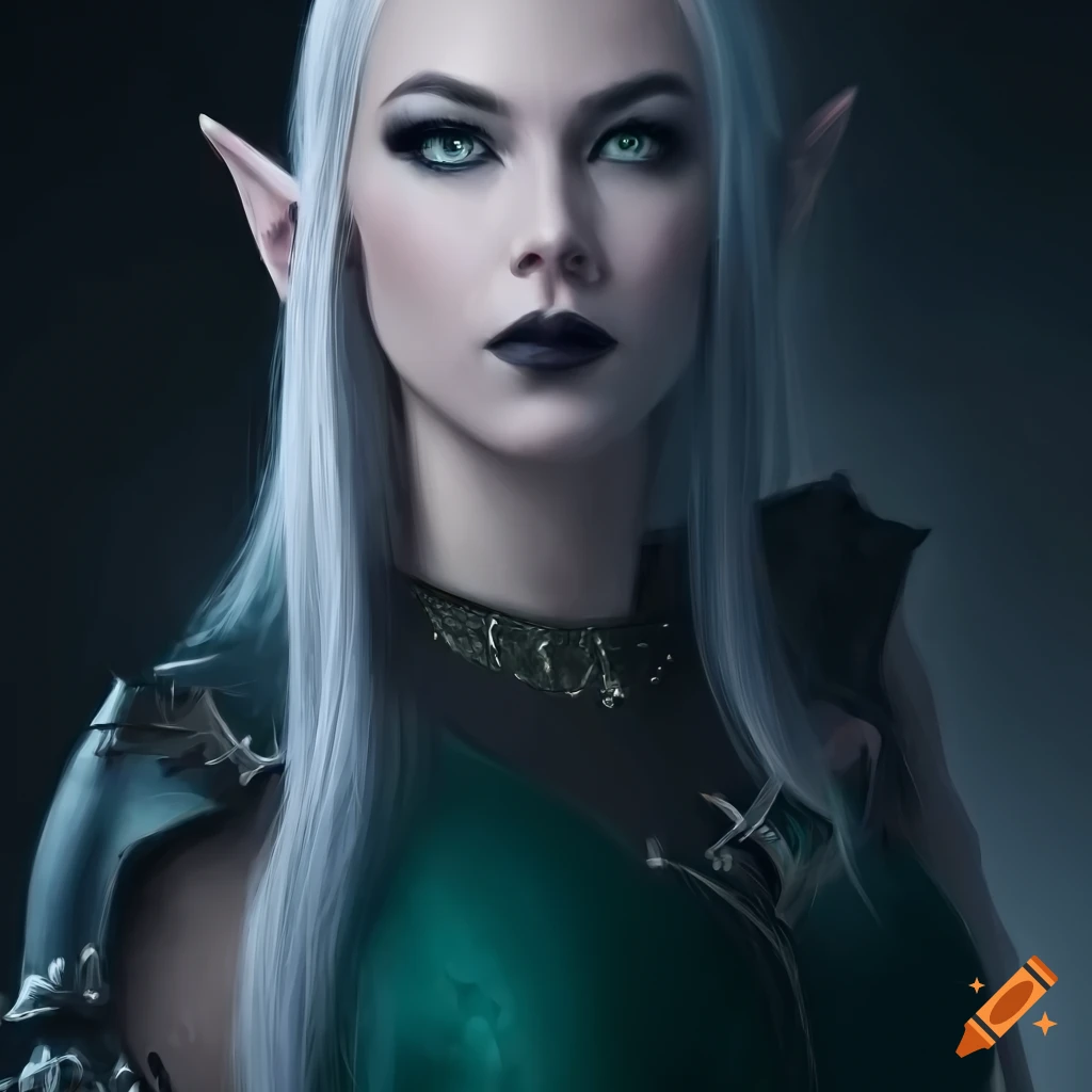 Photo Of An Elf Woman With White Hair And Two colored Eyes On Craiyon