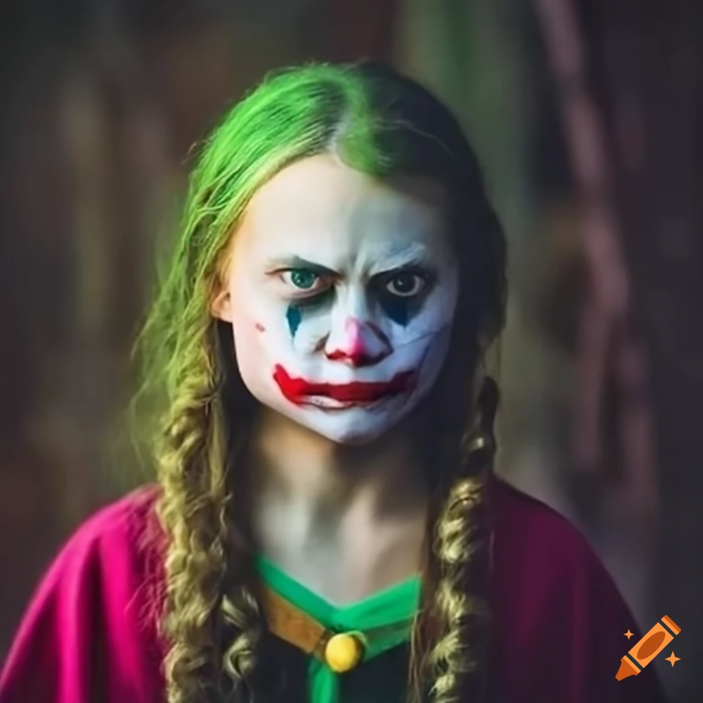 satirical depiction of Greta Thunberg as the Joker