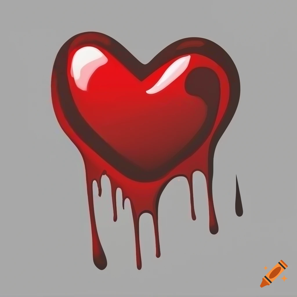 Red heart icon dripping with paint