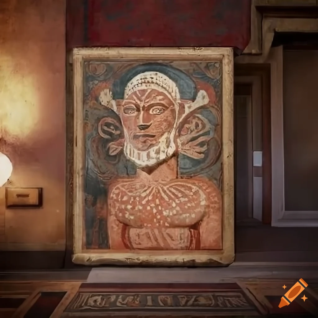 fresco painting of a sky god on a wall