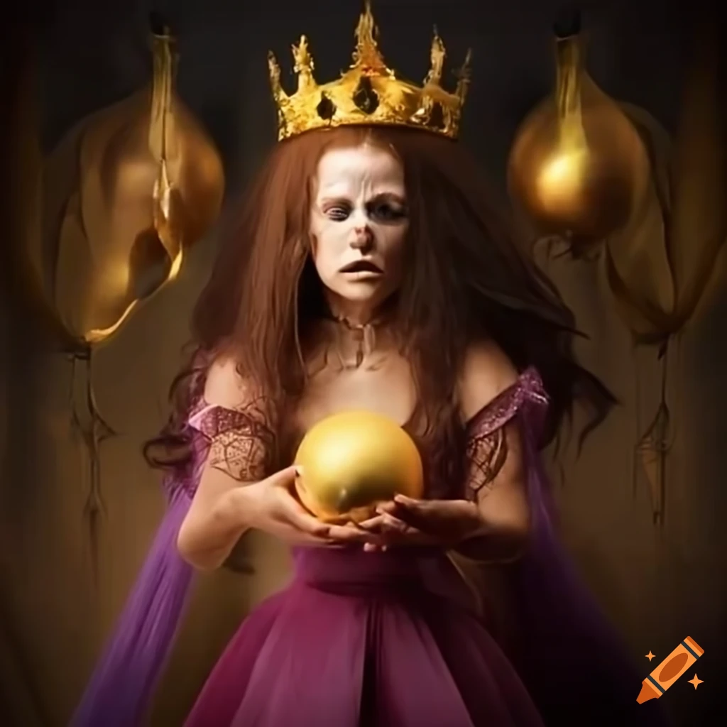 fantasy scene with a powerful princess and a menacing king