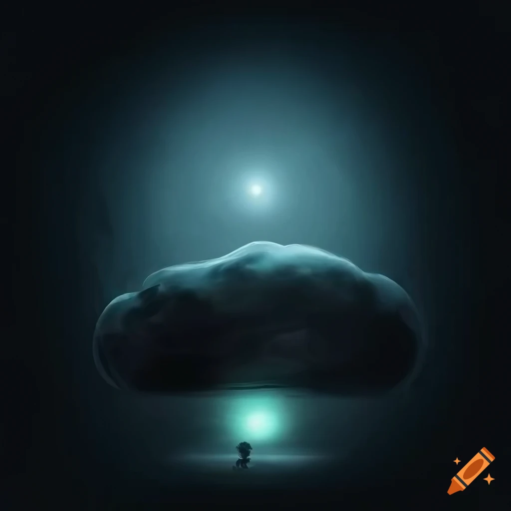 grey scale dreamscape with a thought bubble