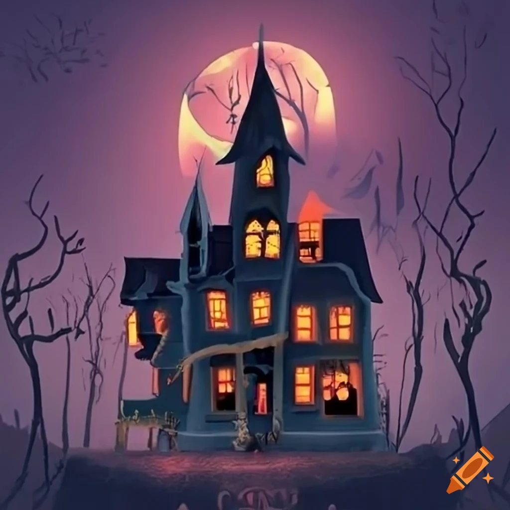 Spooky Image Of A Halloween Haunted House On Craiyon
