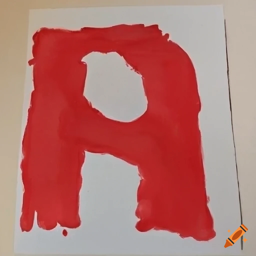 Kids painting of red letter a on craiyon