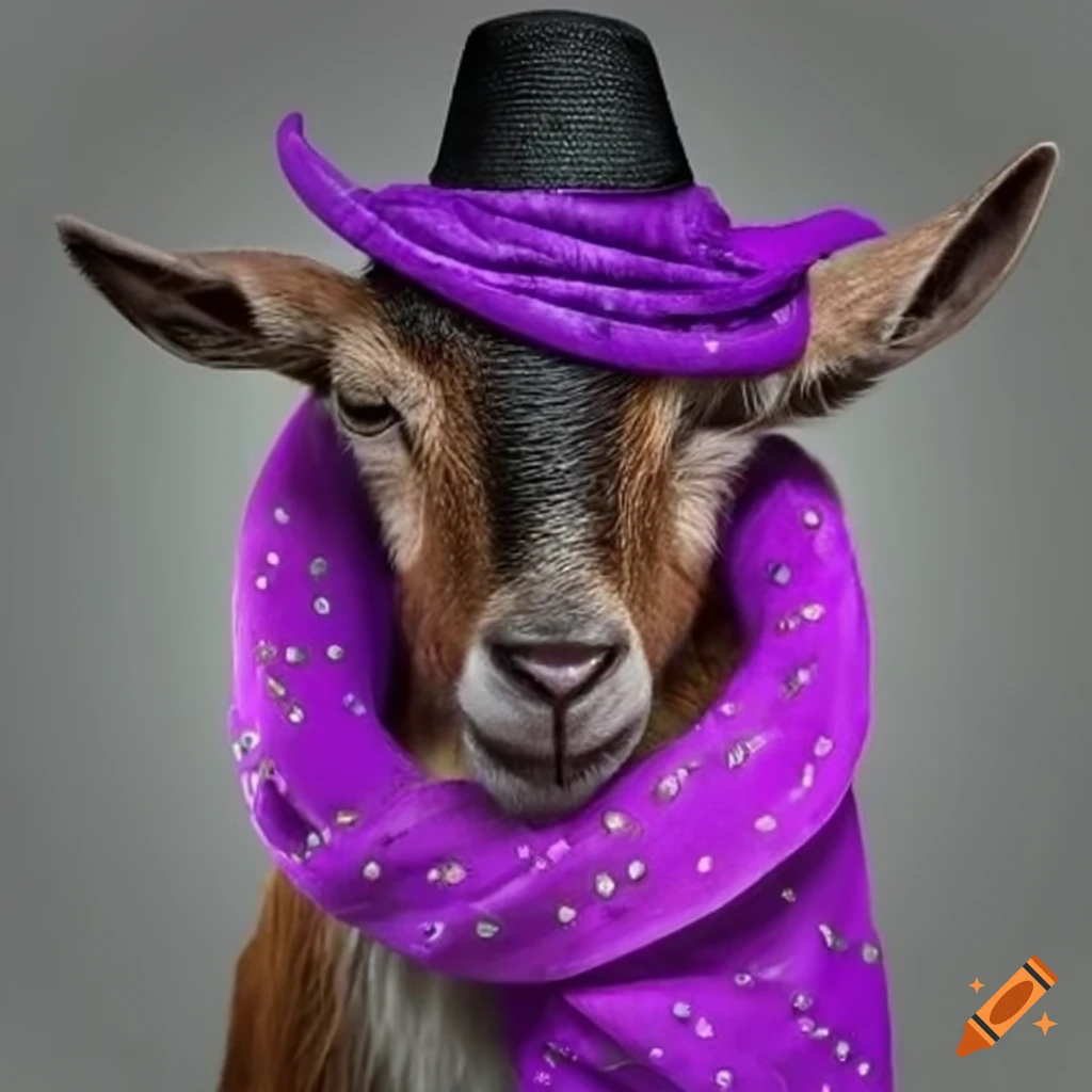 Goats wearing chains and caps smoking tobacco in a black and white