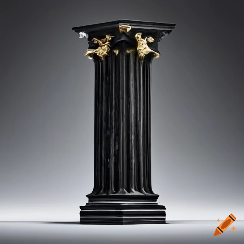 Black marble corinthian column with gold details on Craiyon