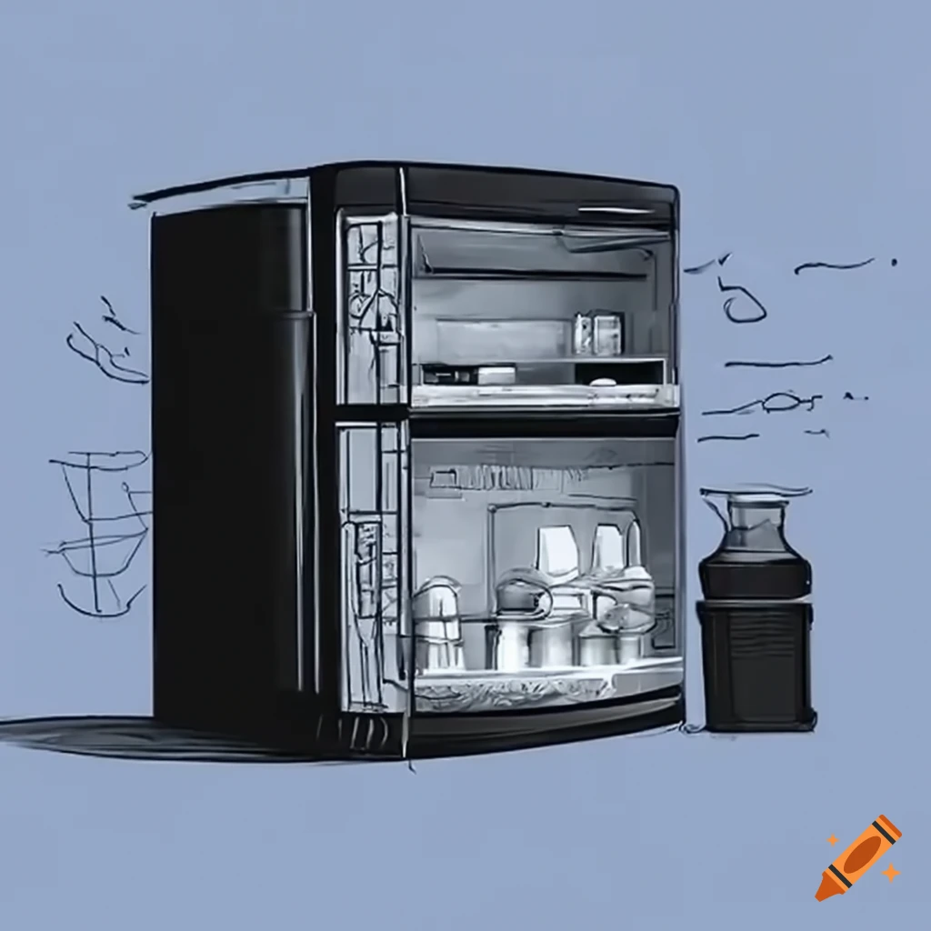 Ai and iot powered refrigerator unit with sensors and screen on Craiyon