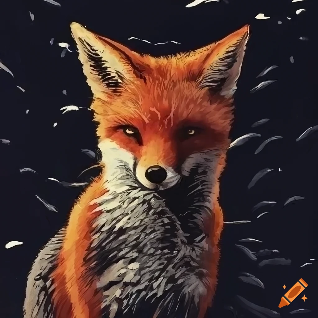 noir image of a fox in a vineyard