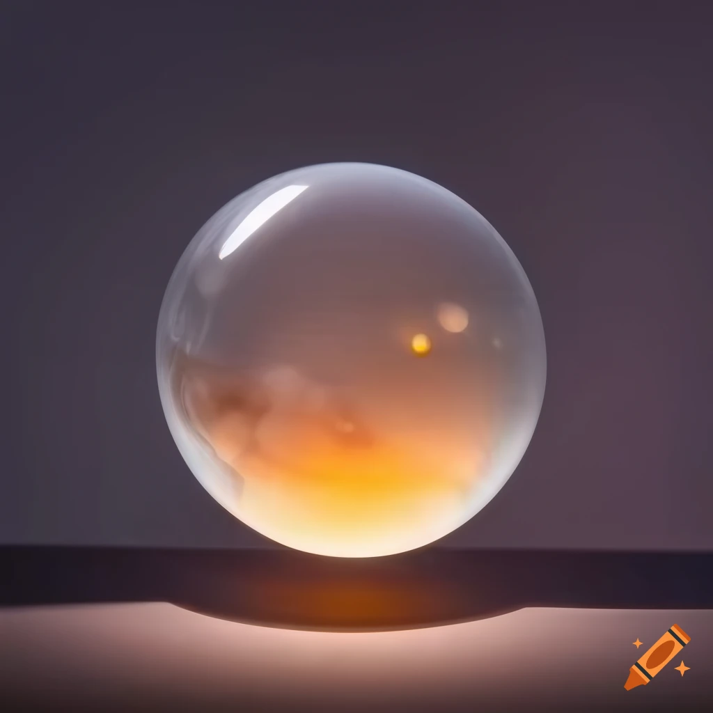 Floating glass sphere with sunlight, studio setup
