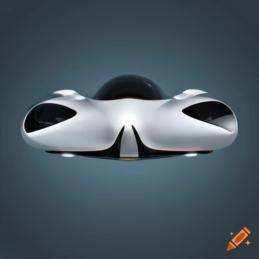 white luxury streamlined flying car
