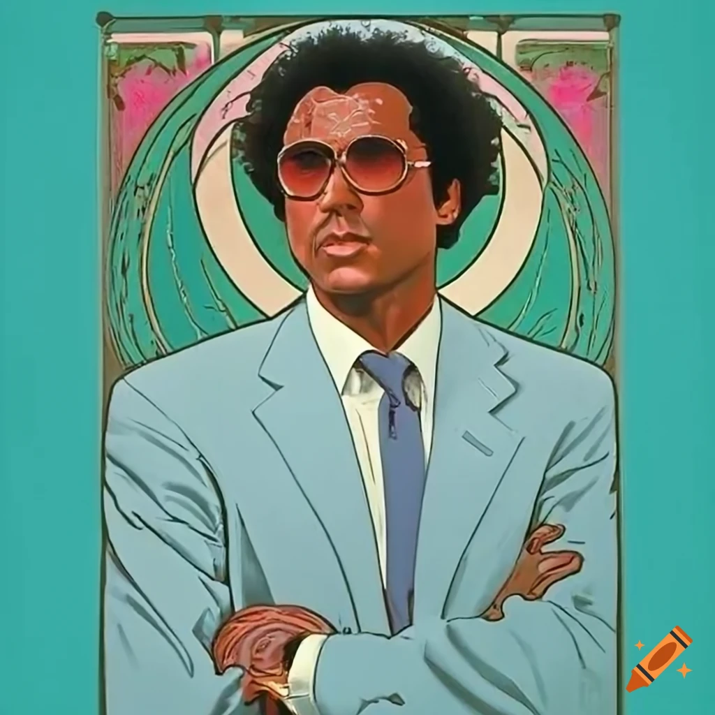 Art nouveau poster of rico tubbs from miami vice on Craiyon