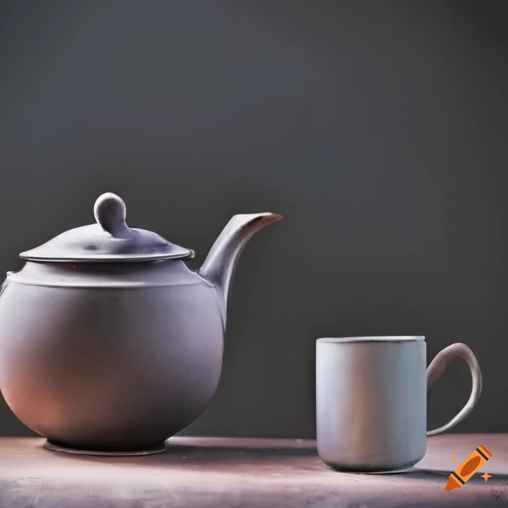 vintage cast iron tea pot and cup
