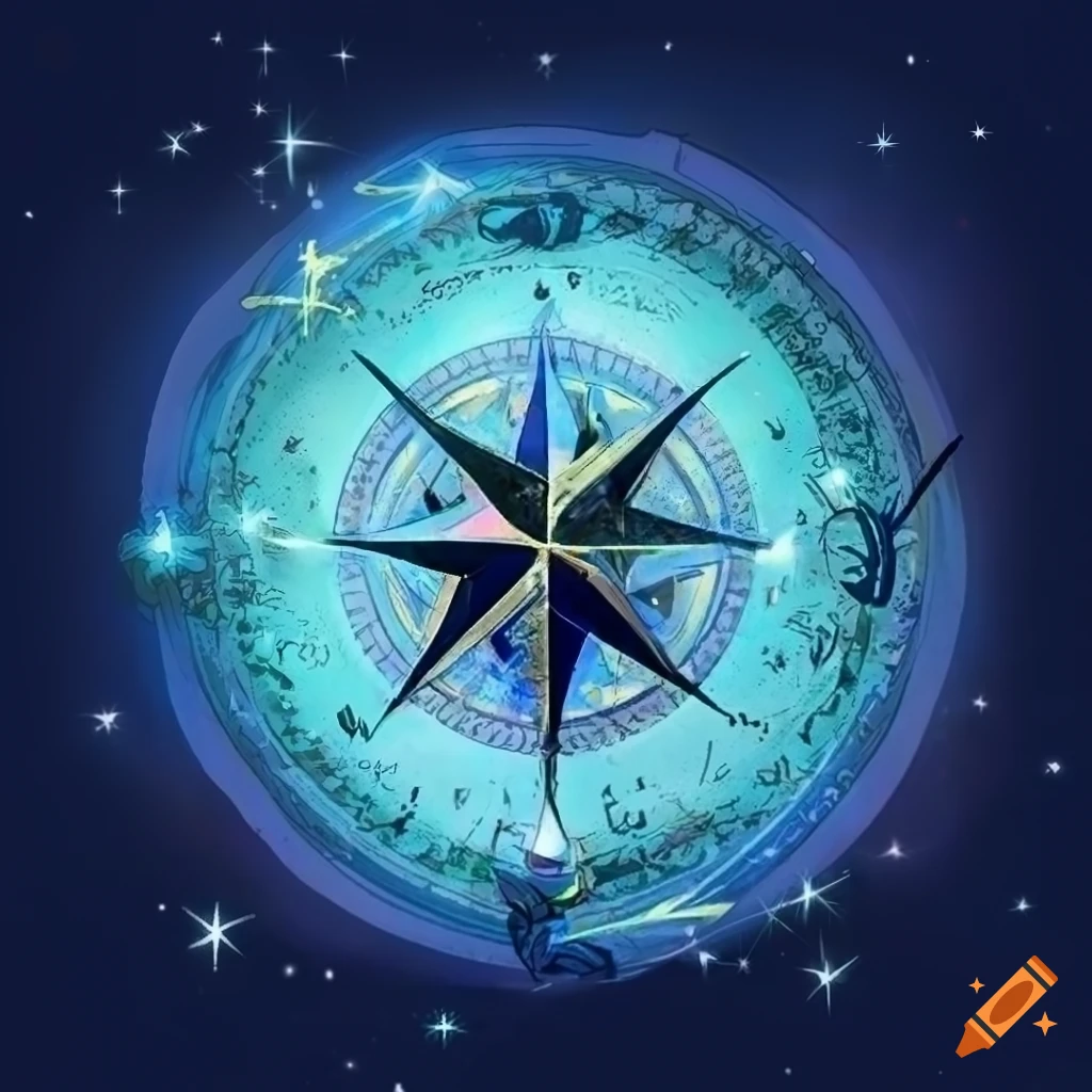 Fantasy art of a compass constellation on Craiyon