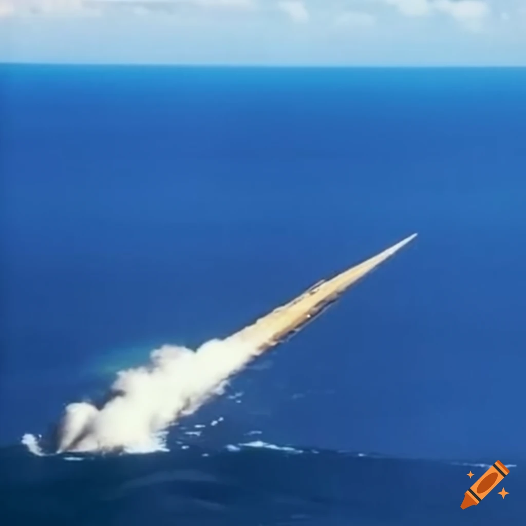 rare photograph of a spaceship emerging from the sea near Oahu