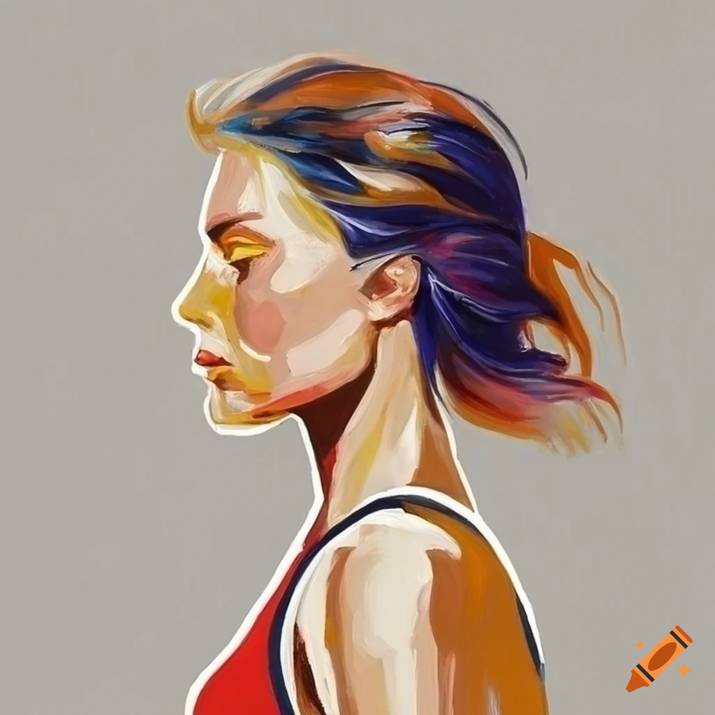 Profile of a white woman in oil painting style on Craiyon