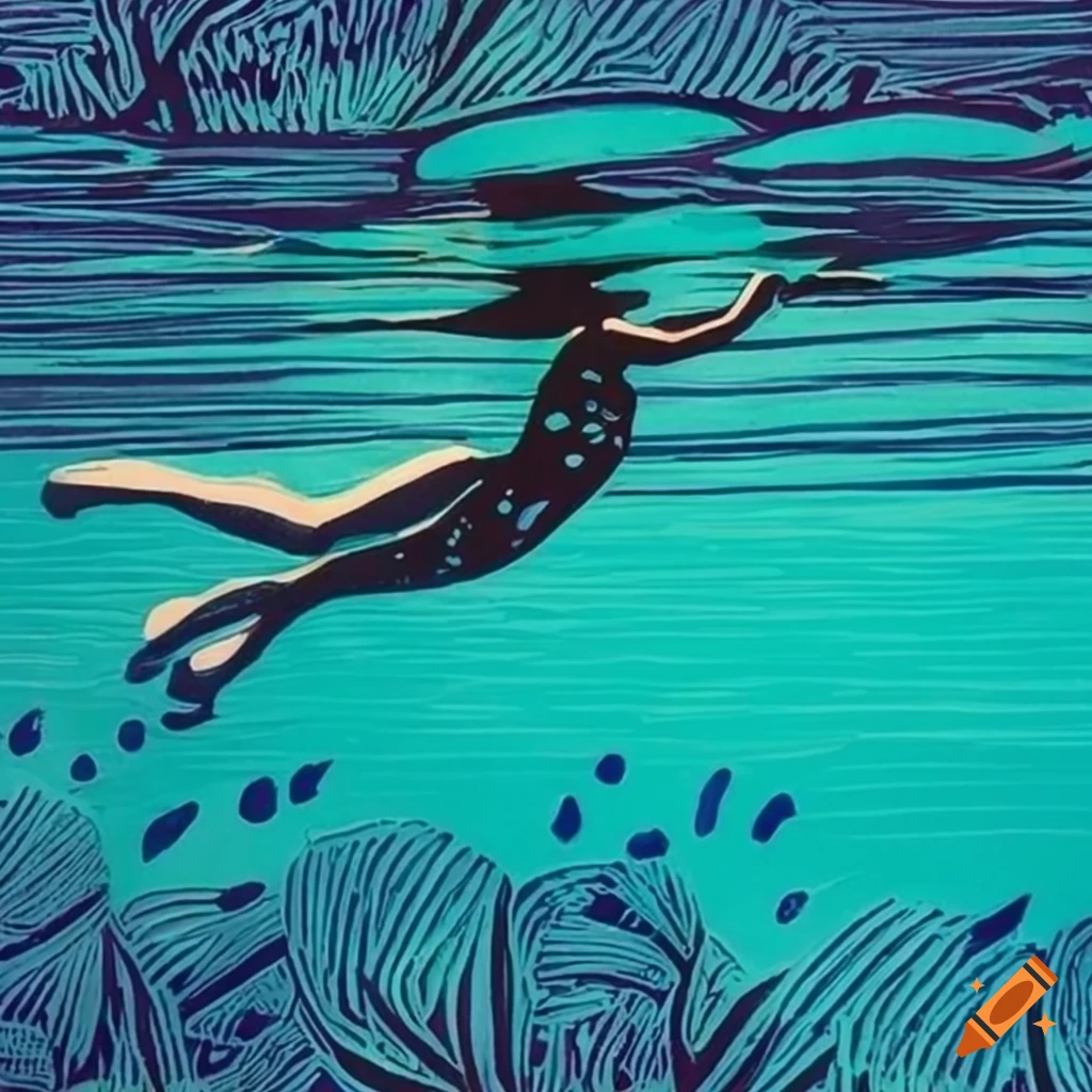 Nature lino print on Craiyon