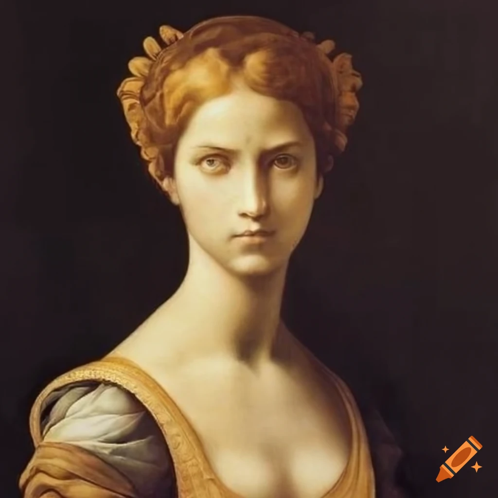 renaissance fresco of a beautiful noble lady