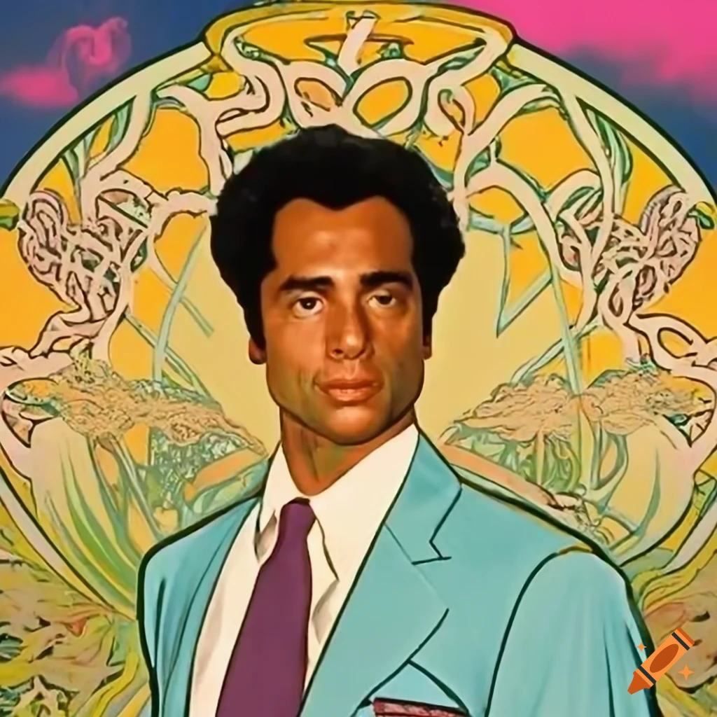 Art nouveau poster of rico tubbs from miami vice