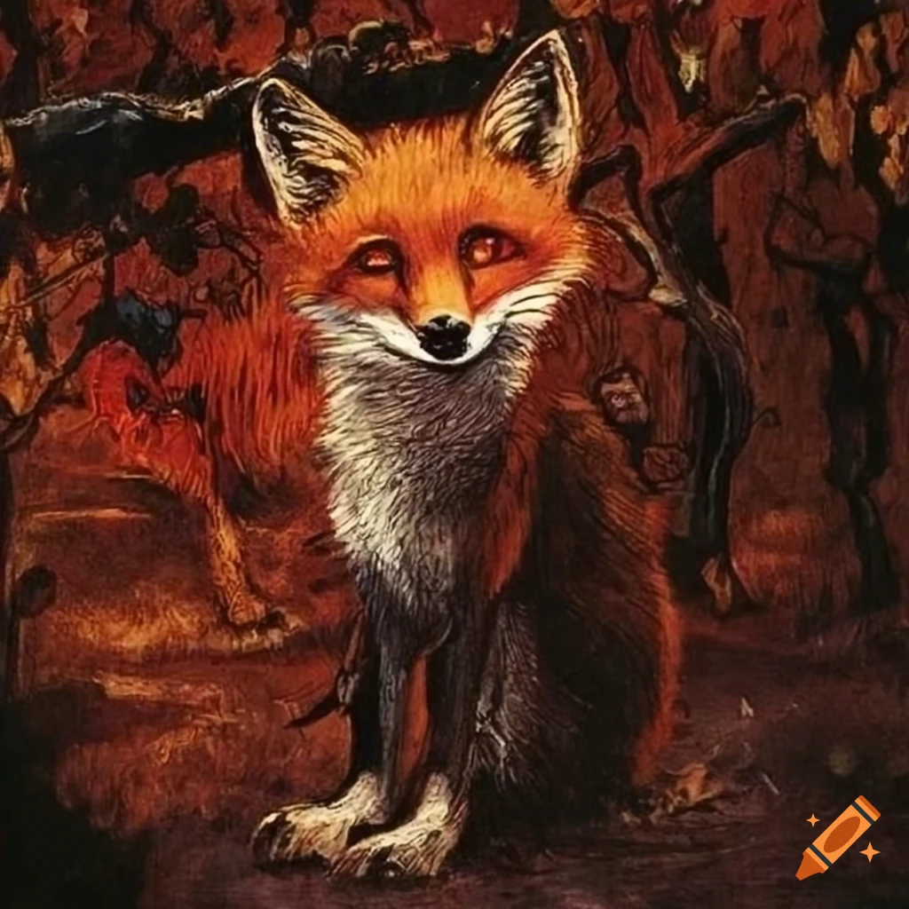fox in a vineyard from noir graphic novel