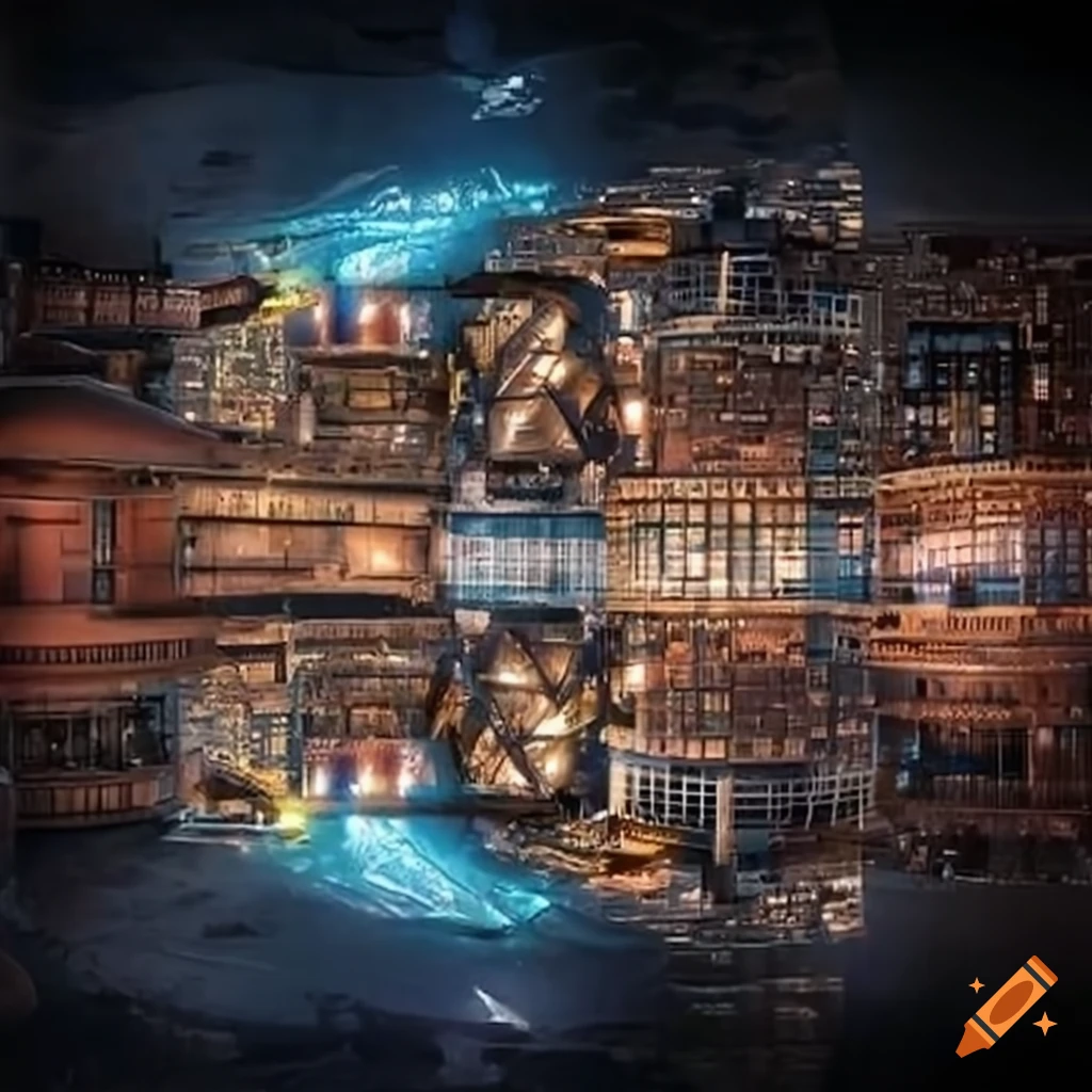 Artistic rendition of a futuristic city-state on Craiyon