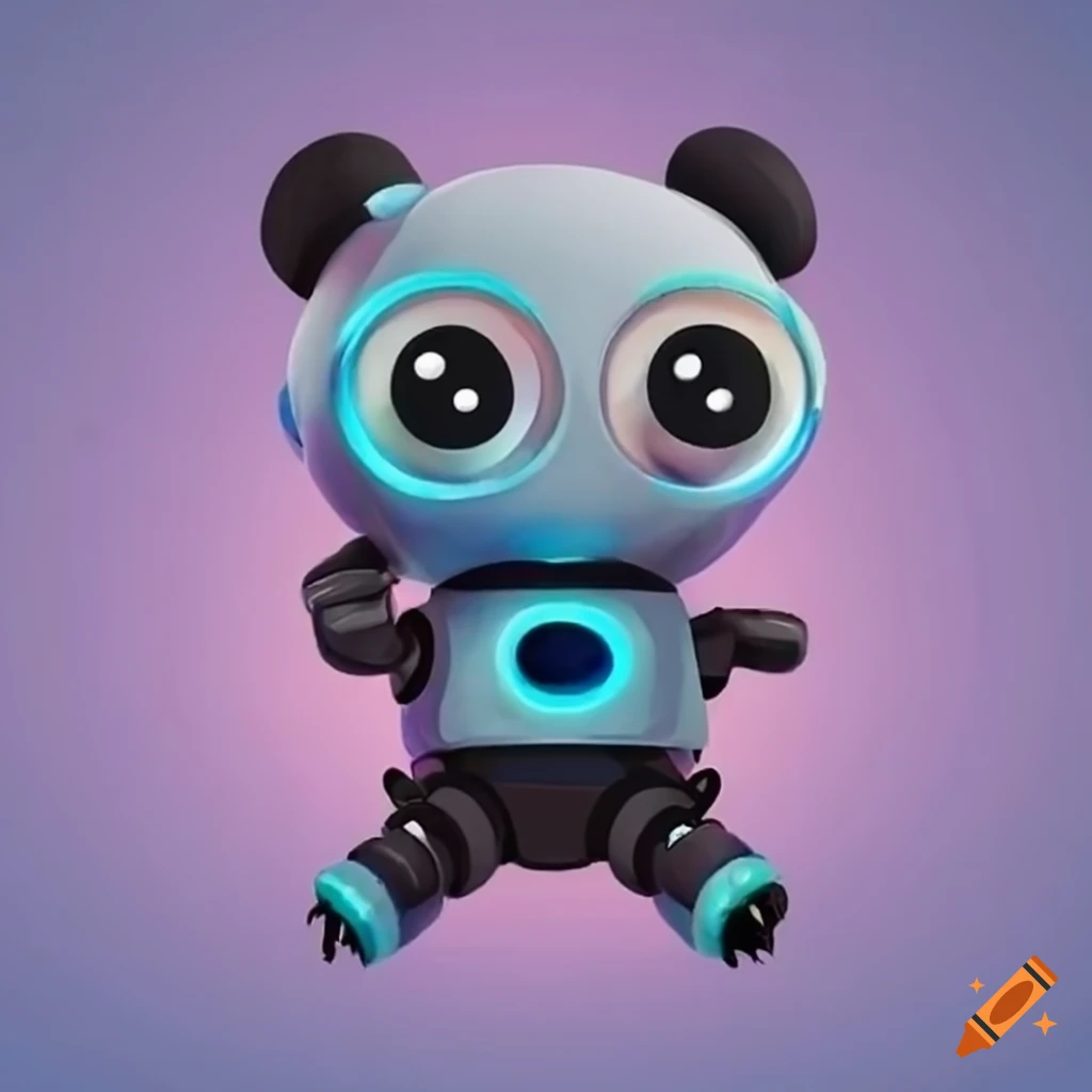happy robot with a baby panda