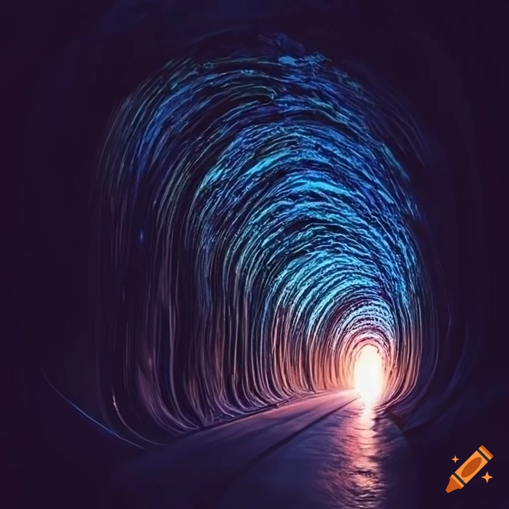 Abstract image of light at the end of a tunnel on craiyon