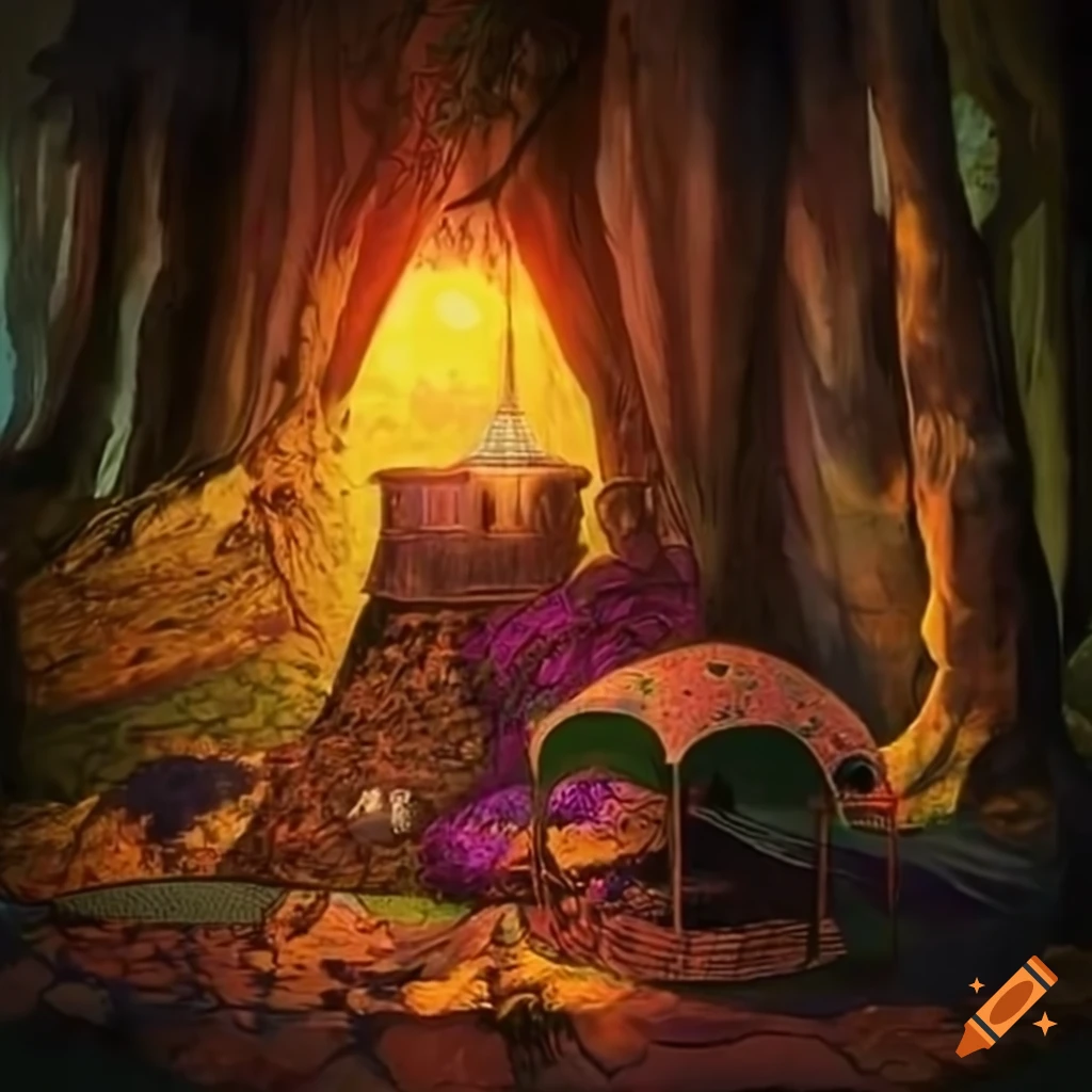 enchanting scene from a hippie realm