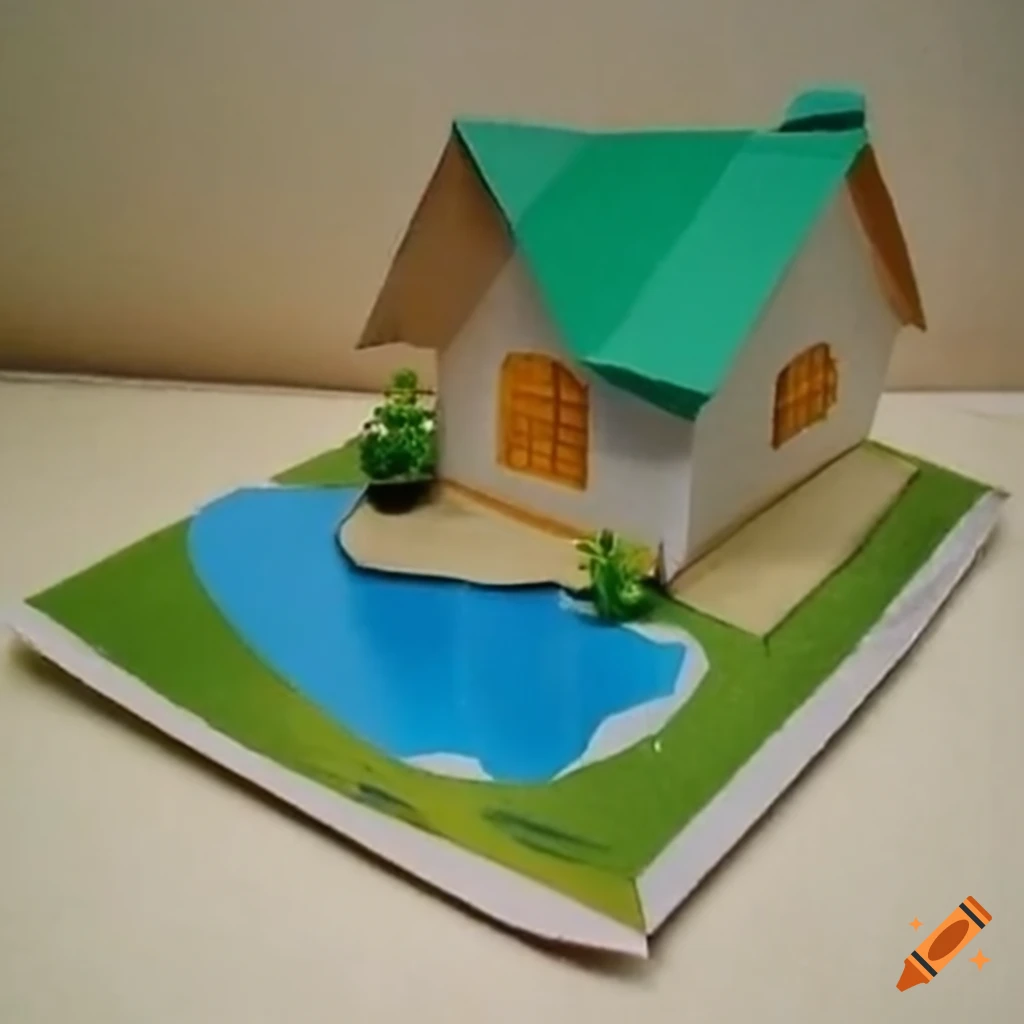 origami house by the lake
