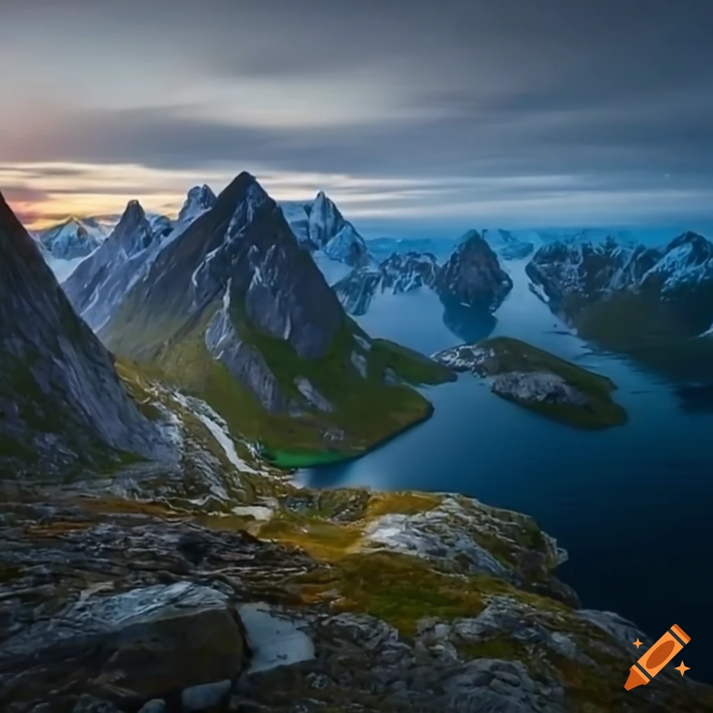 people hiking in Lofoten, Norway