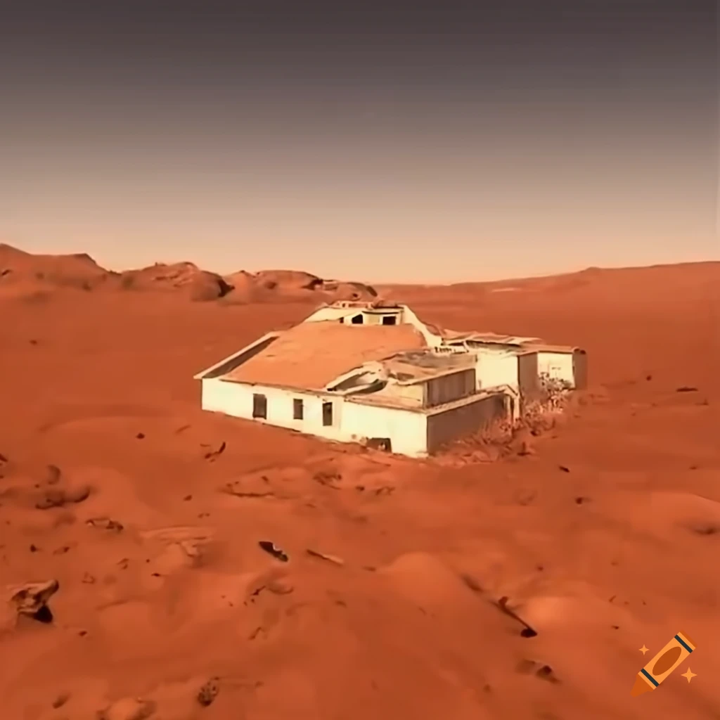 building on a hill on a cloud on Mars