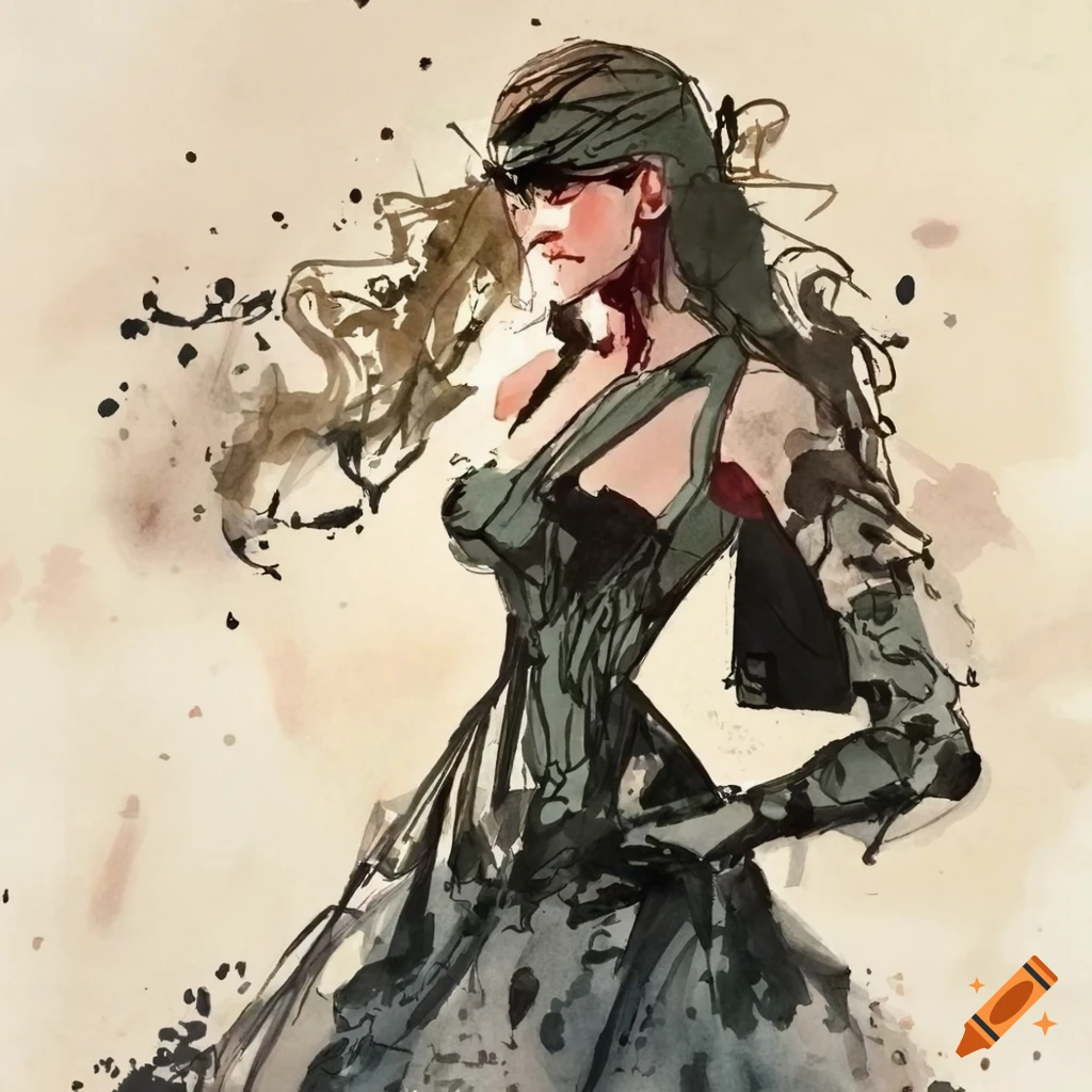 Metal Gear Solid concept art of a beautiful noble lady