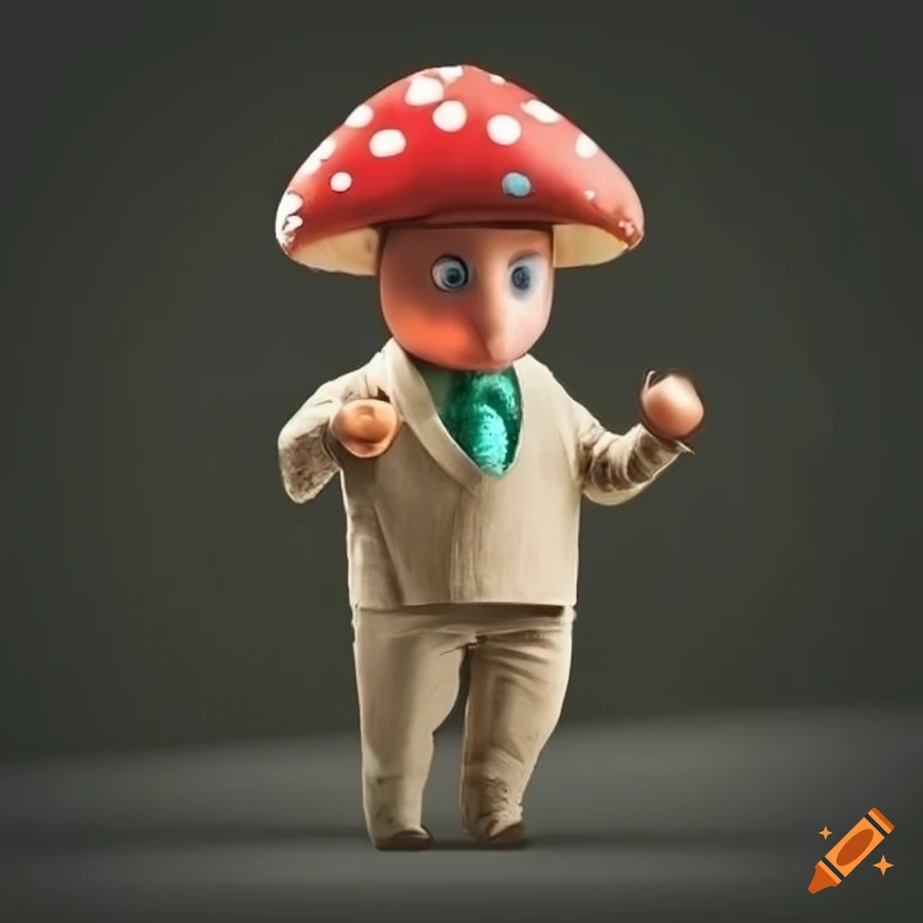 illustration of a mushroom in a suit
