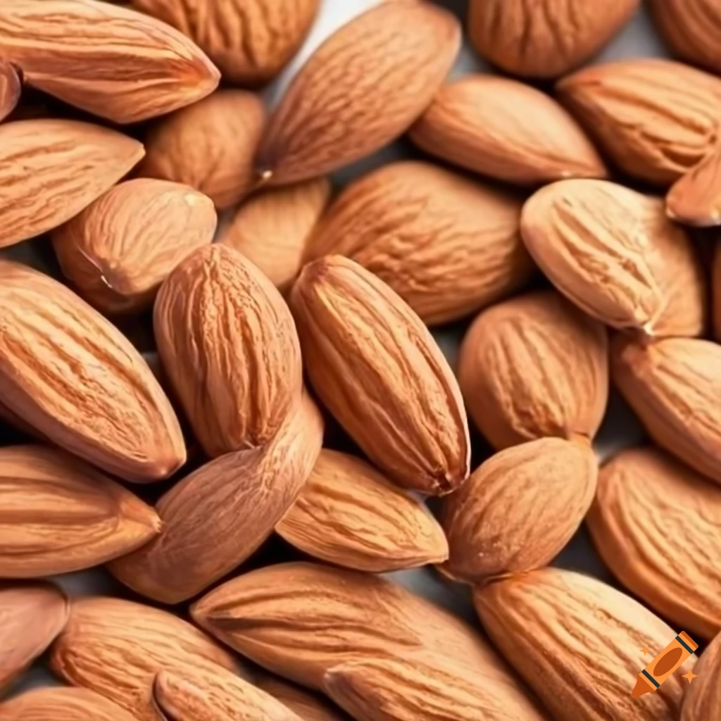 arrangement of almonds on white background