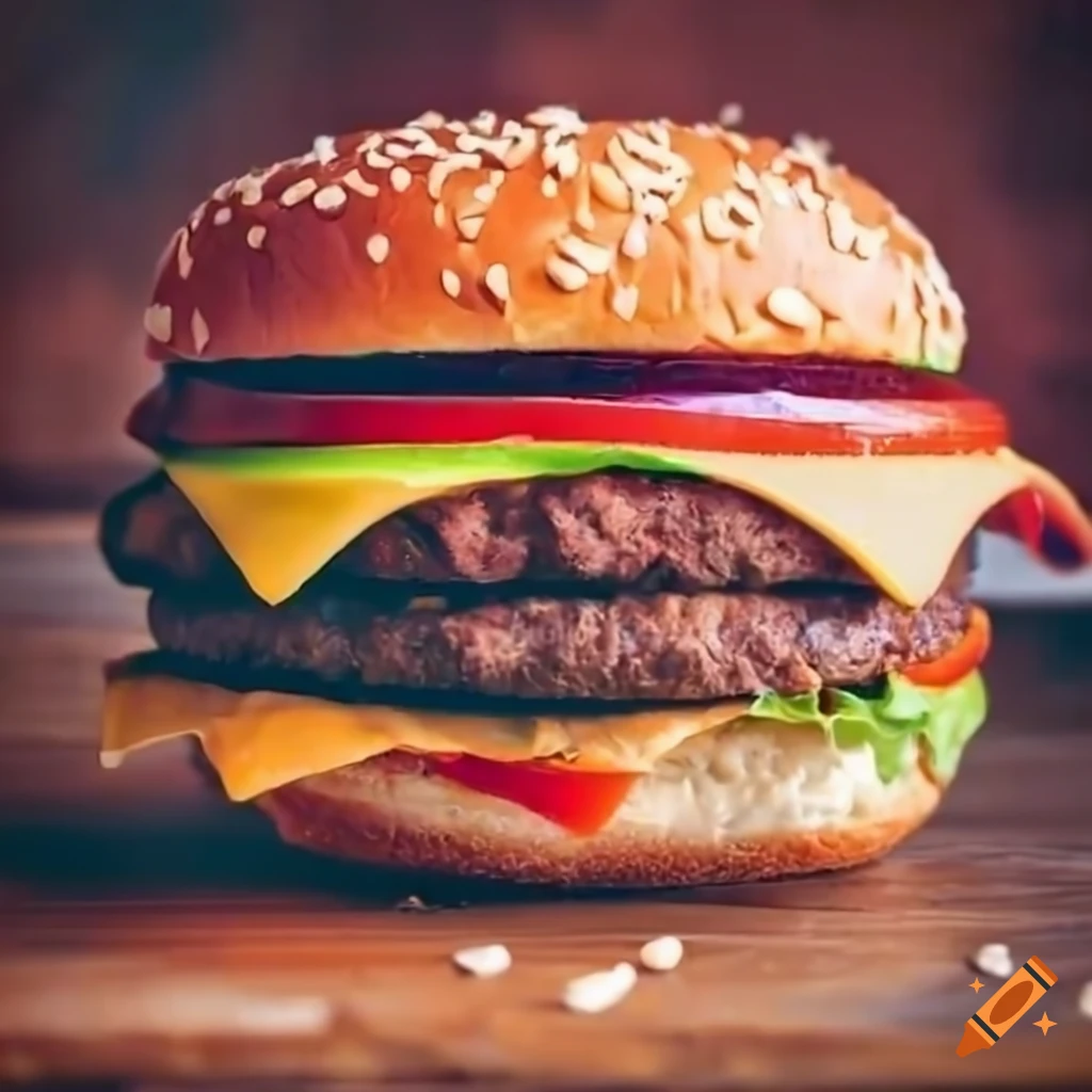 Delicious Burger On A Table On Craiyon