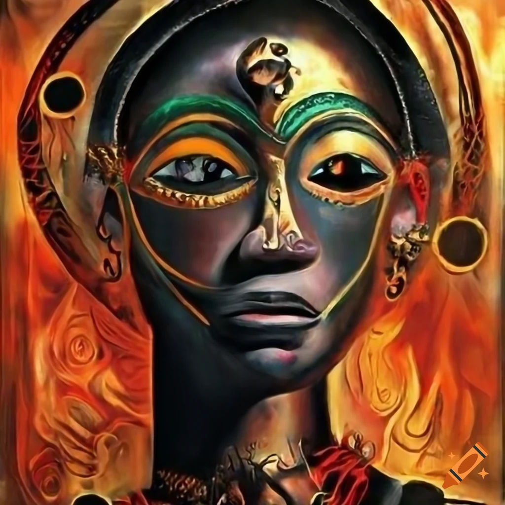 Picasso-inspired abstract art with African tribal elements