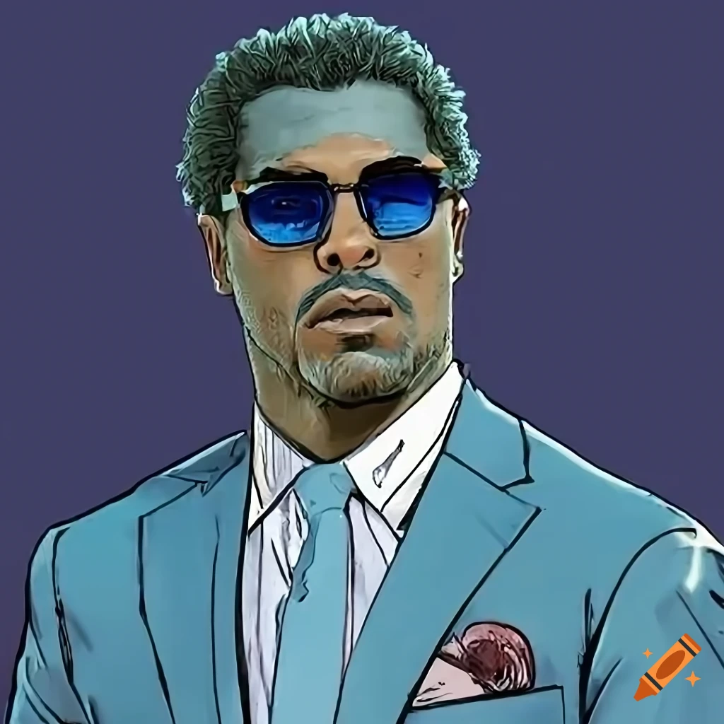 Art nouveau illustration of rico tubbs from miami vice on Craiyon