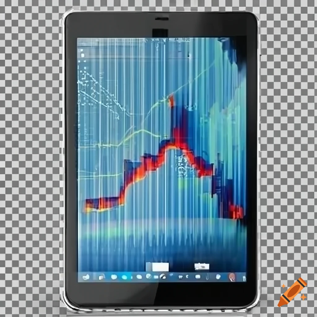 hyperrealistic Android tablet displaying stock market graph