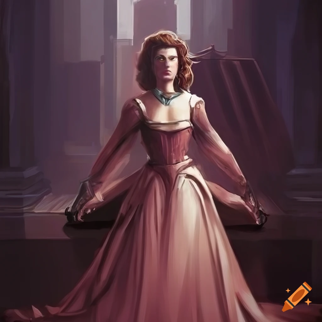 Concept art of a noble lady in an elegant dress