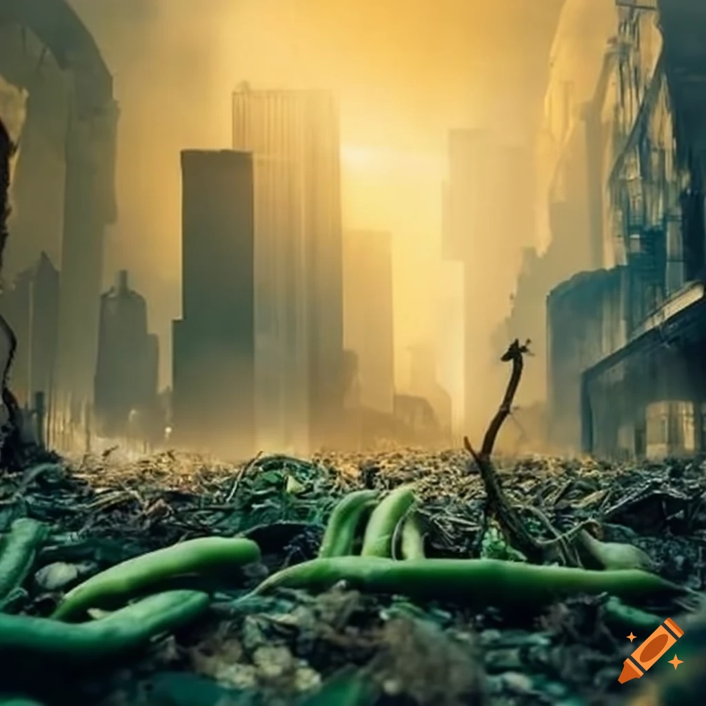 green bean wreaking havoc on a city