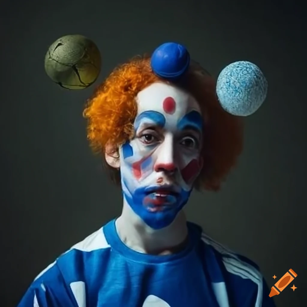 clown playing handball in Greece