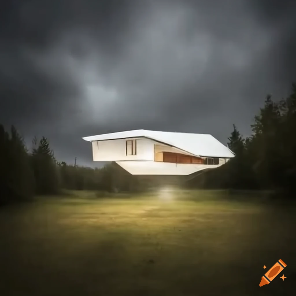 concept art of a levitating house