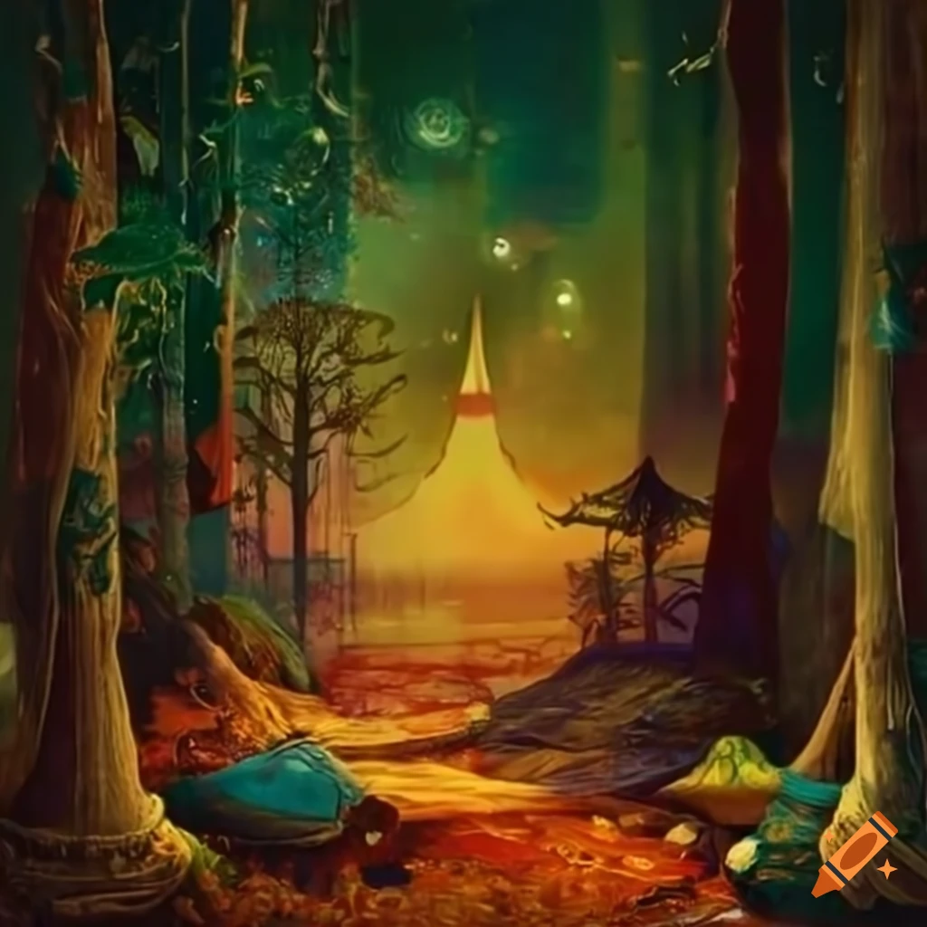 enchanting scene from a hippie realm
